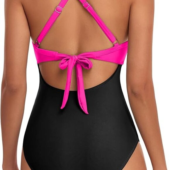 Eomenie One Piece Tummy Control Cutout High Waisted Bathing Suit. Size Medium - Picture 2 of 4
